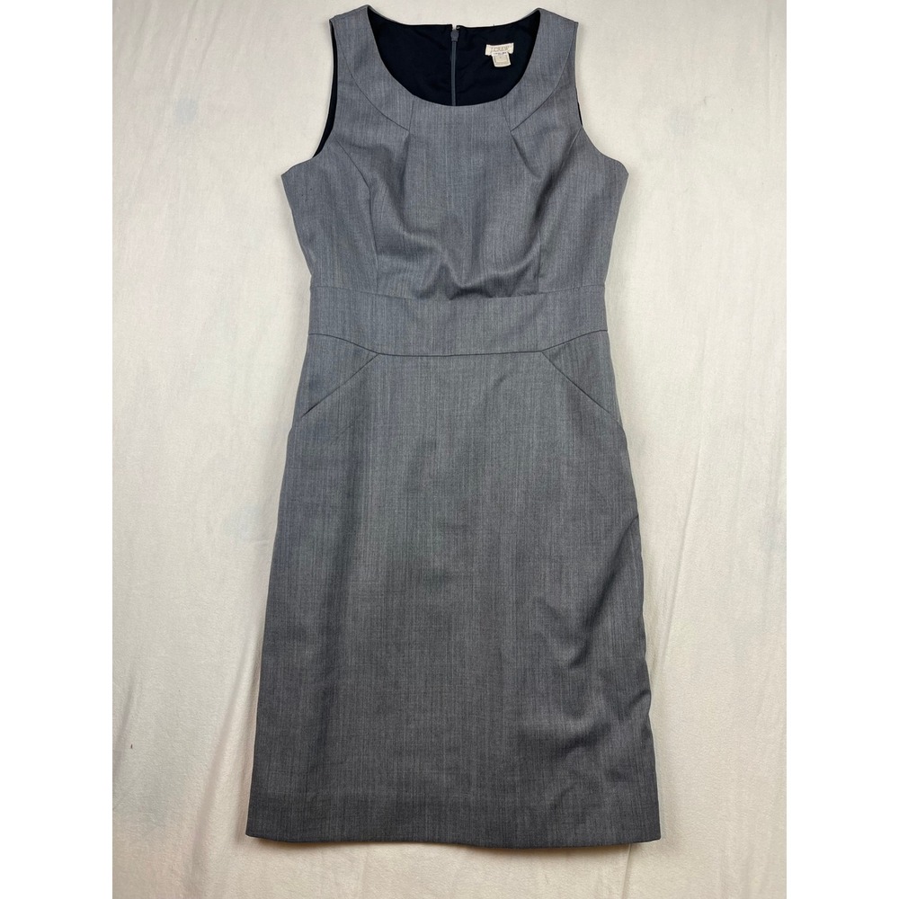 J.Crew Womens Grey Wool Blend Sleeveless Sheath Career Dress F3737 Size 2